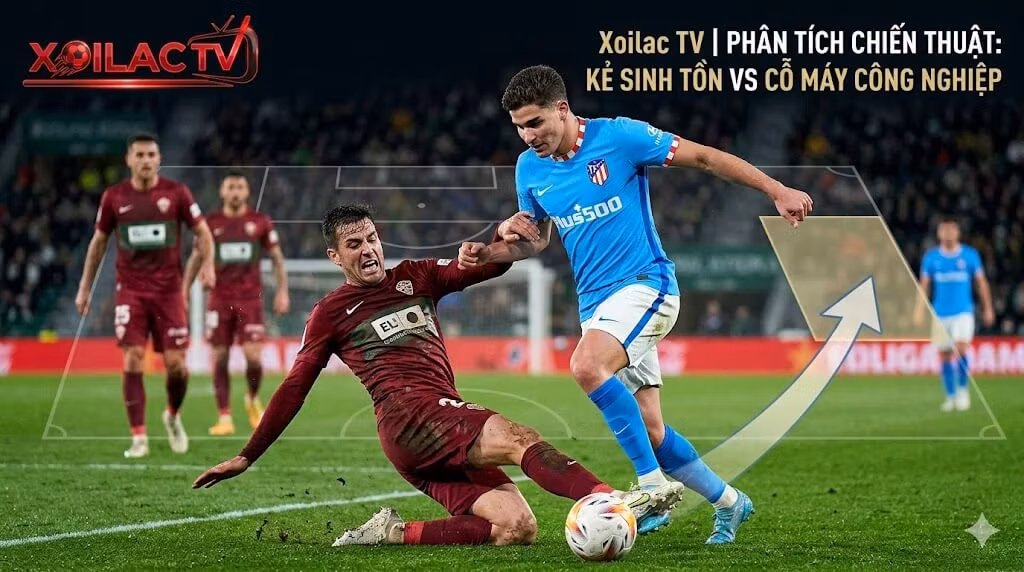 Phân tích chiến thuật Xoilac TV: Điểm nóng tranh chấp giữa Pedro Bigas và Julian Alvarez trong trận Elche đấu Atletico Madrid