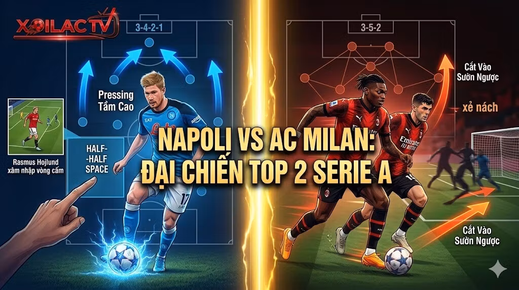 Ảnh bìa nhận định trận đấu Napoli vs AC Milan trực tiếp tại Xoilac TV